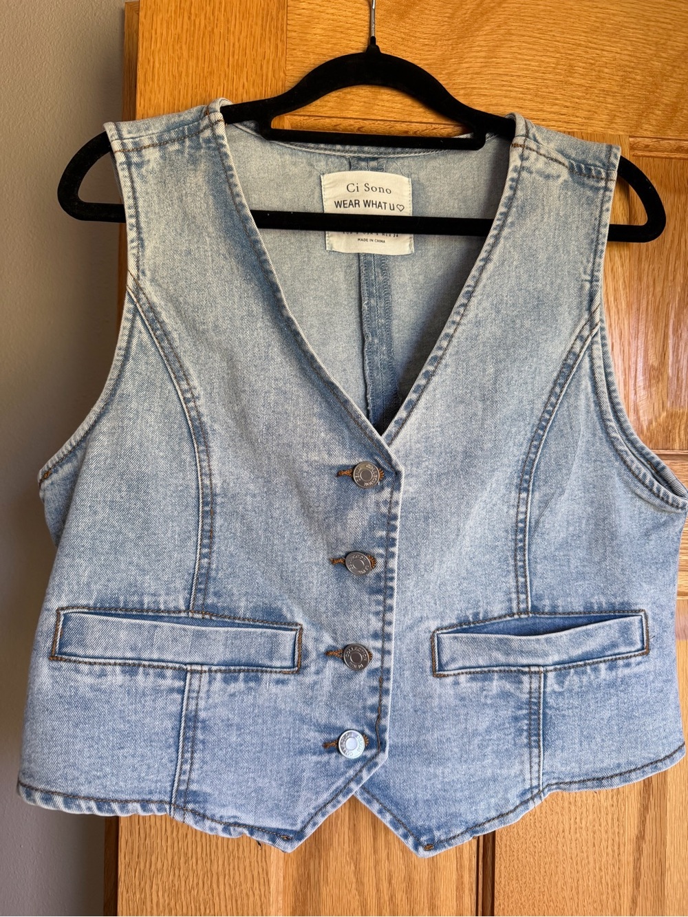 Ci Sono Boxy Fit Sleeveless Denim Vest Small 90s y2k